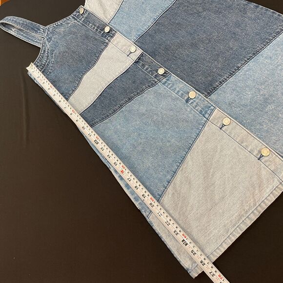~ GAP Small Boho Patchwork Denim Mini Dress Button Up 100% Cotton Light/Med/Dark - Picture 7 of 13